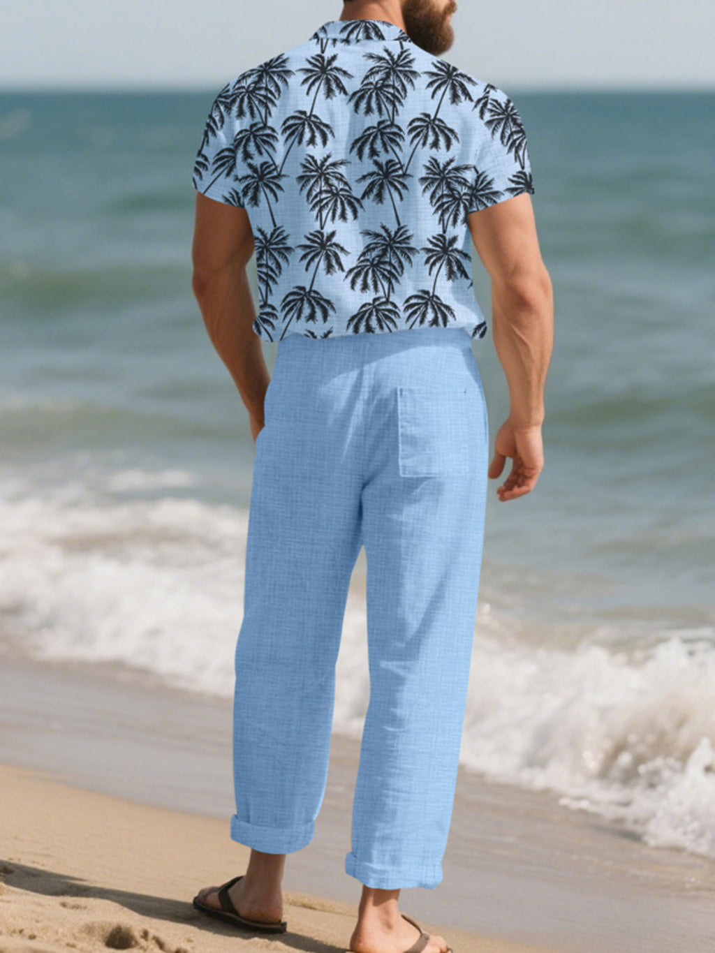 Ensemble d'Été Fluide Oasis – Chemise Palmiers & Pantalon Large Homme, S à 3XL - Bootiky