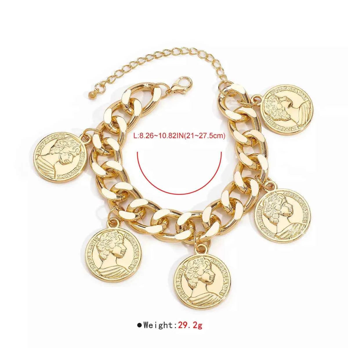 Bracelet Rétro Médina Charms Pièces Plaqué Or 18K – Ajustable, Porté Poignet ou Cheville - Bootiky