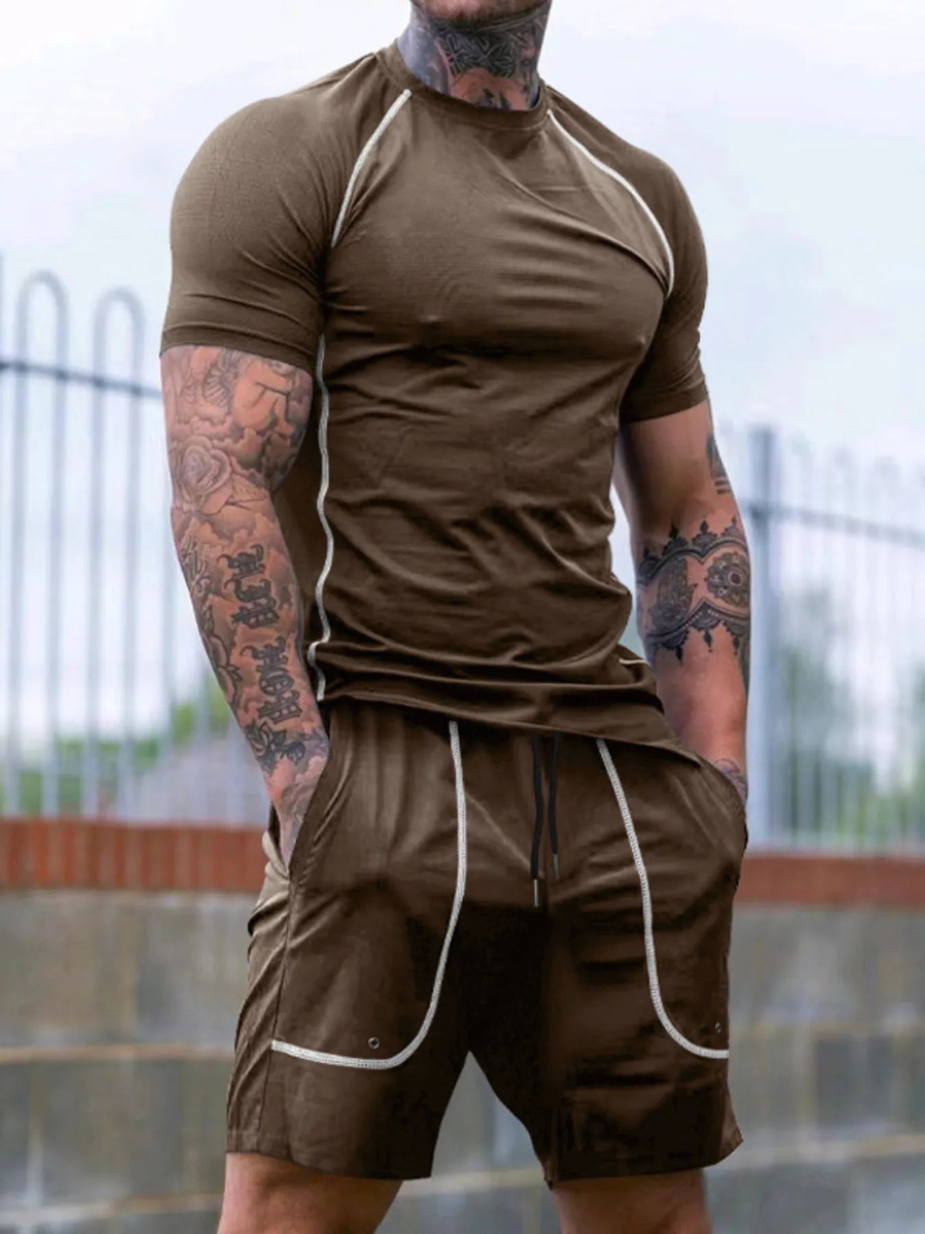 Ensemble Homme Été — T-Shirt Col Rond & Short avec Poches - Bootiky