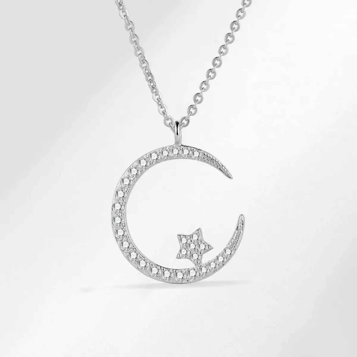 Collier Aura Céleste Lune & Étoile Zircons – Argent 925, 3 Finitions, Écrin Inclus - Bootiky