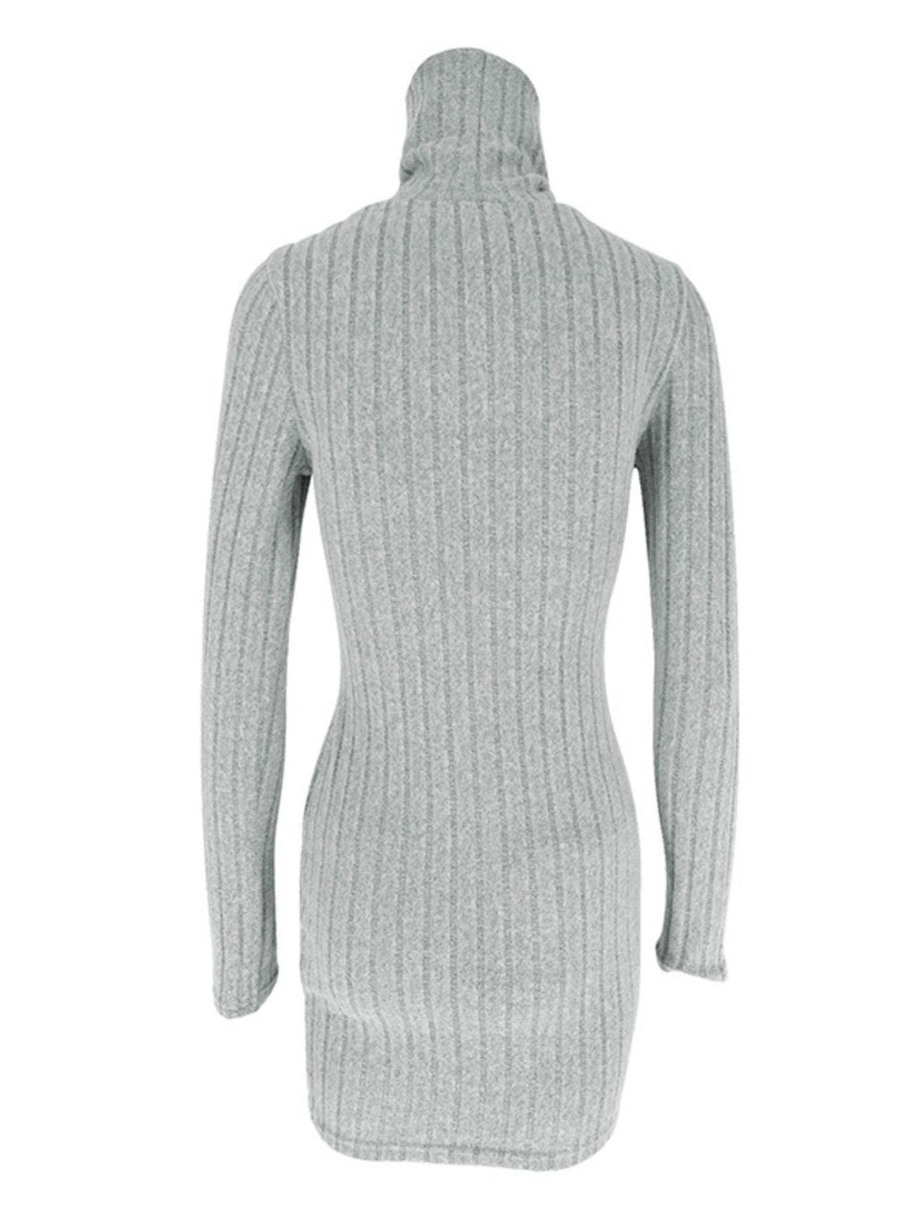 Robe Courte Moulante — Maille Côtelée Col Roulé & Manches Longues - Bootiky
