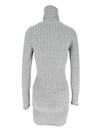 Robe Courte Moulante — Maille Côtelée Col Roulé & Manches Longues - Bootiky