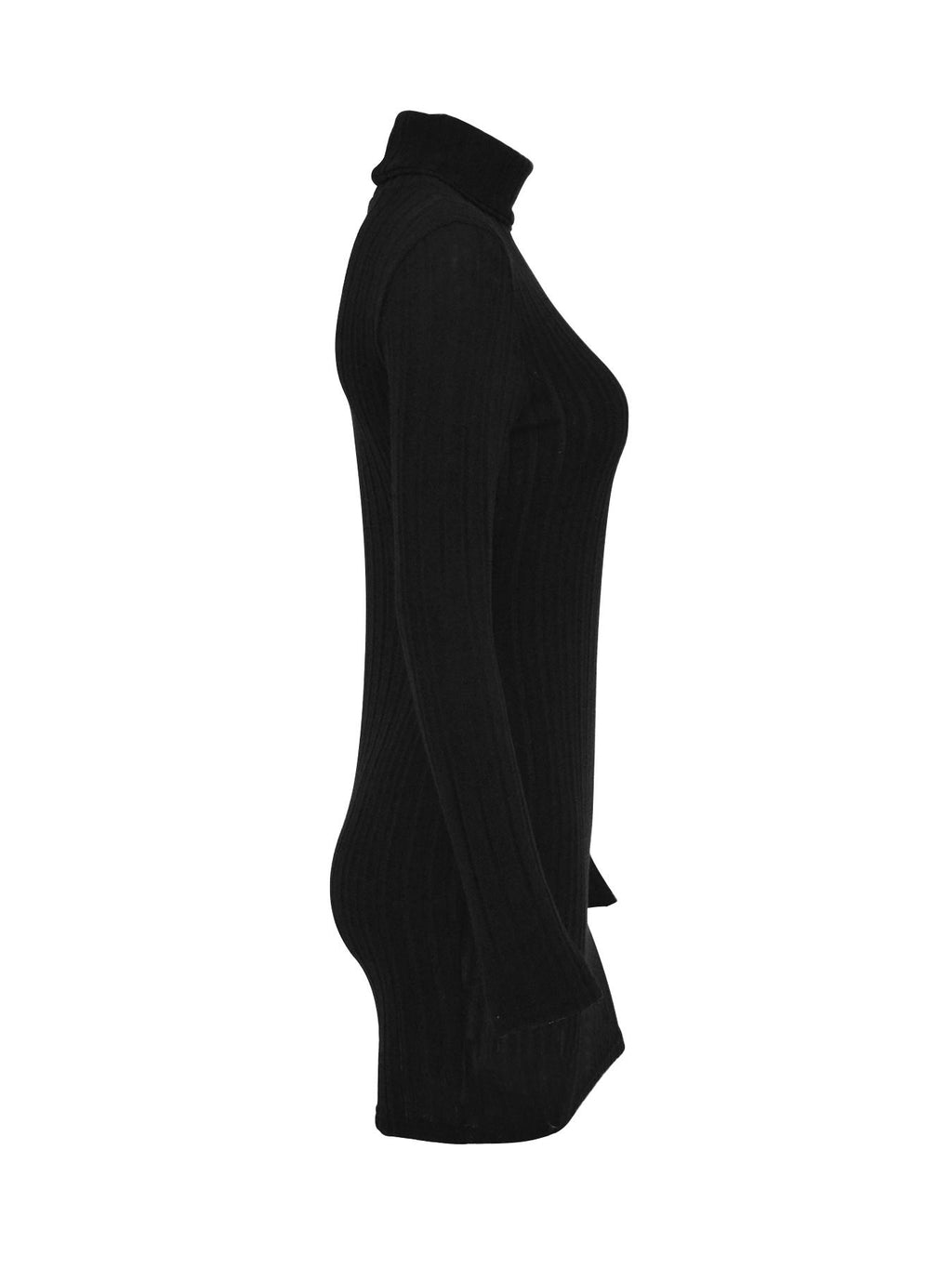 Robe Courte Moulante — Maille Côtelée Col Roulé & Manches Longues - Bootiky