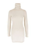 Robe Courte Moulante — Maille Côtelée Col Roulé & Manches Longues - Bootiky