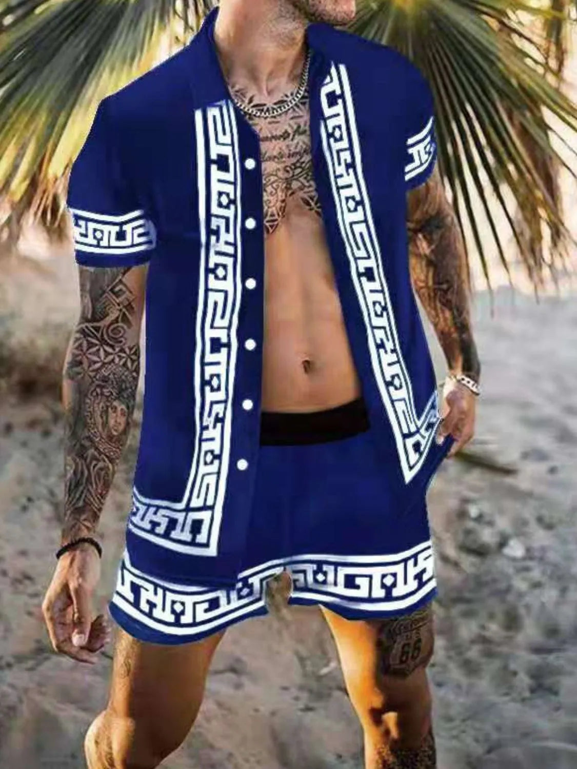 Ensemble d'Été Graphique Riviera – Chemise & Short Homme, S à 3XL - Bootiky