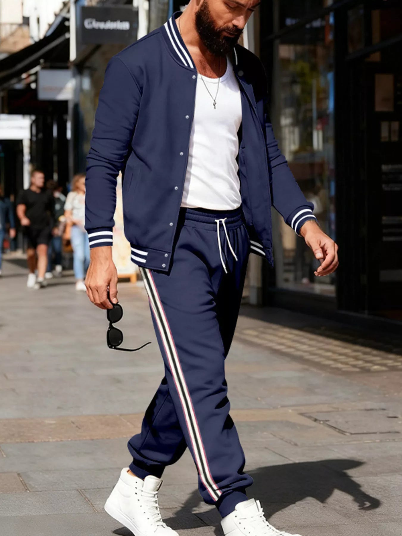 Ensemble Fluide à Rayures Riviera Lines – Haut & Pantalon Homme, S à 3XL - Bootiky