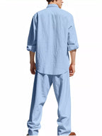 Ensemble Casual en Lin Le Saint-Tropez – Chemise & Pantalon Large Homme, S à 3XL - Bootiky