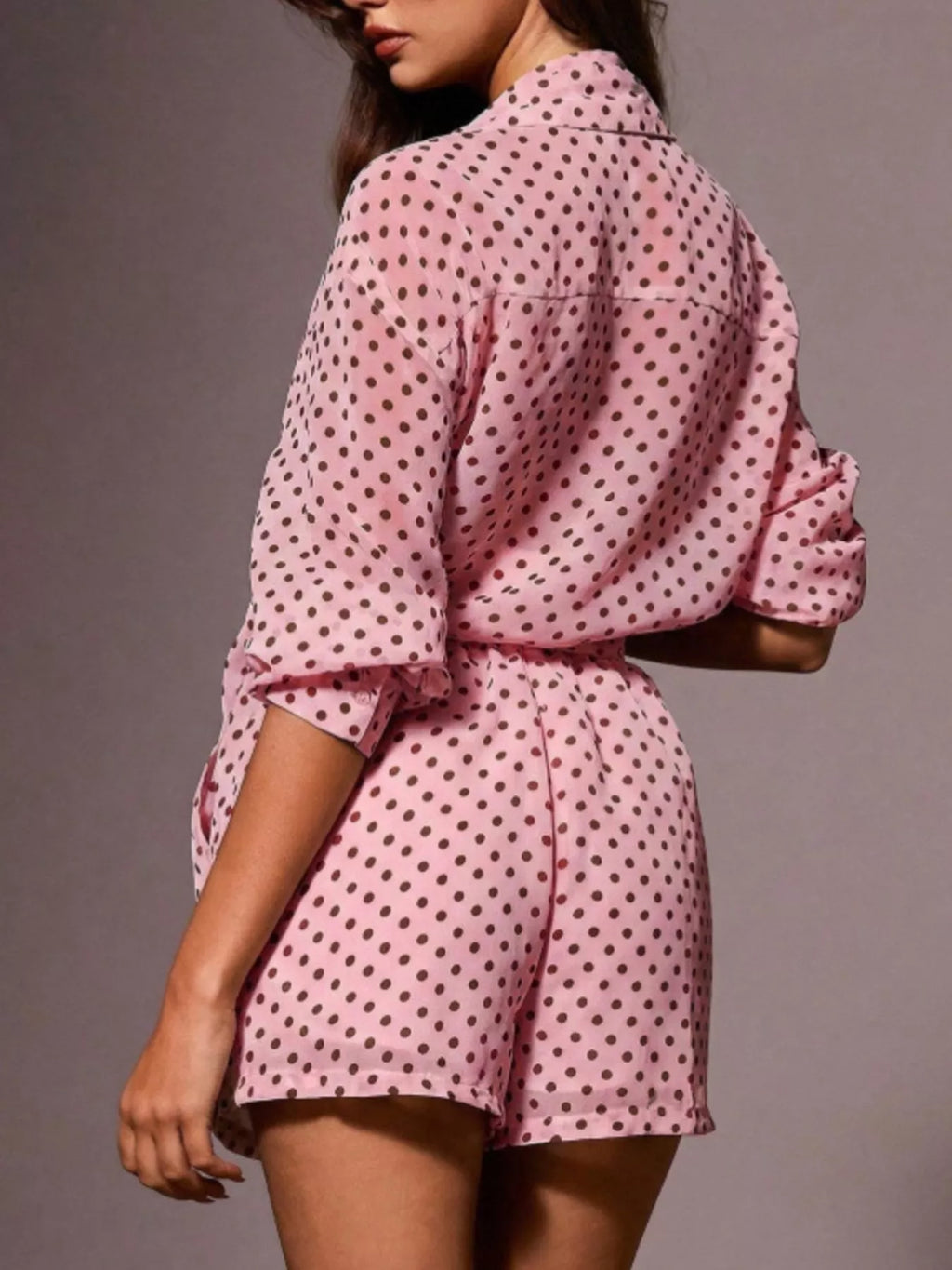 Ensemble chemise boutonnée à pois & short femme – 4 coloris - Bootiky
