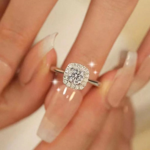 Bague Carrée Moissanite 1 Carat — Argent Sterling 925 Ajustable - Bootiky
