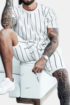 Ensemble Homme Été — Haut Rayé & Short 100% Coton - Bootiky