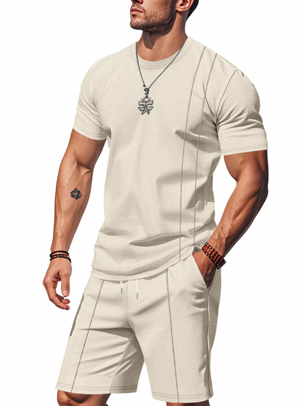 Ensemble Homme Été — T-Shirt Rayé & Short avec Poches - Bootiky