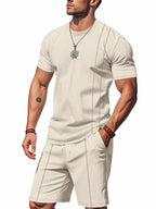 Ensemble Homme Été — T-Shirt Rayé & Short avec Poches - Bootiky