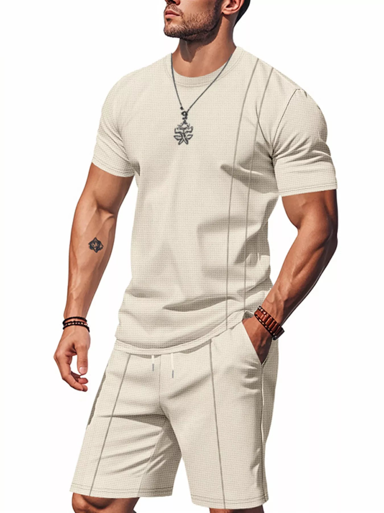 Ensemble Homme Été — T-Shirt Rayé & Short avec Poches - Bootiky