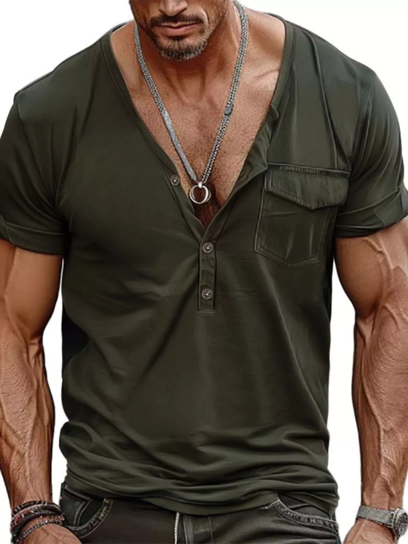 T-shirt homme manches courtes à boutons – casual grande taille - Bootiky