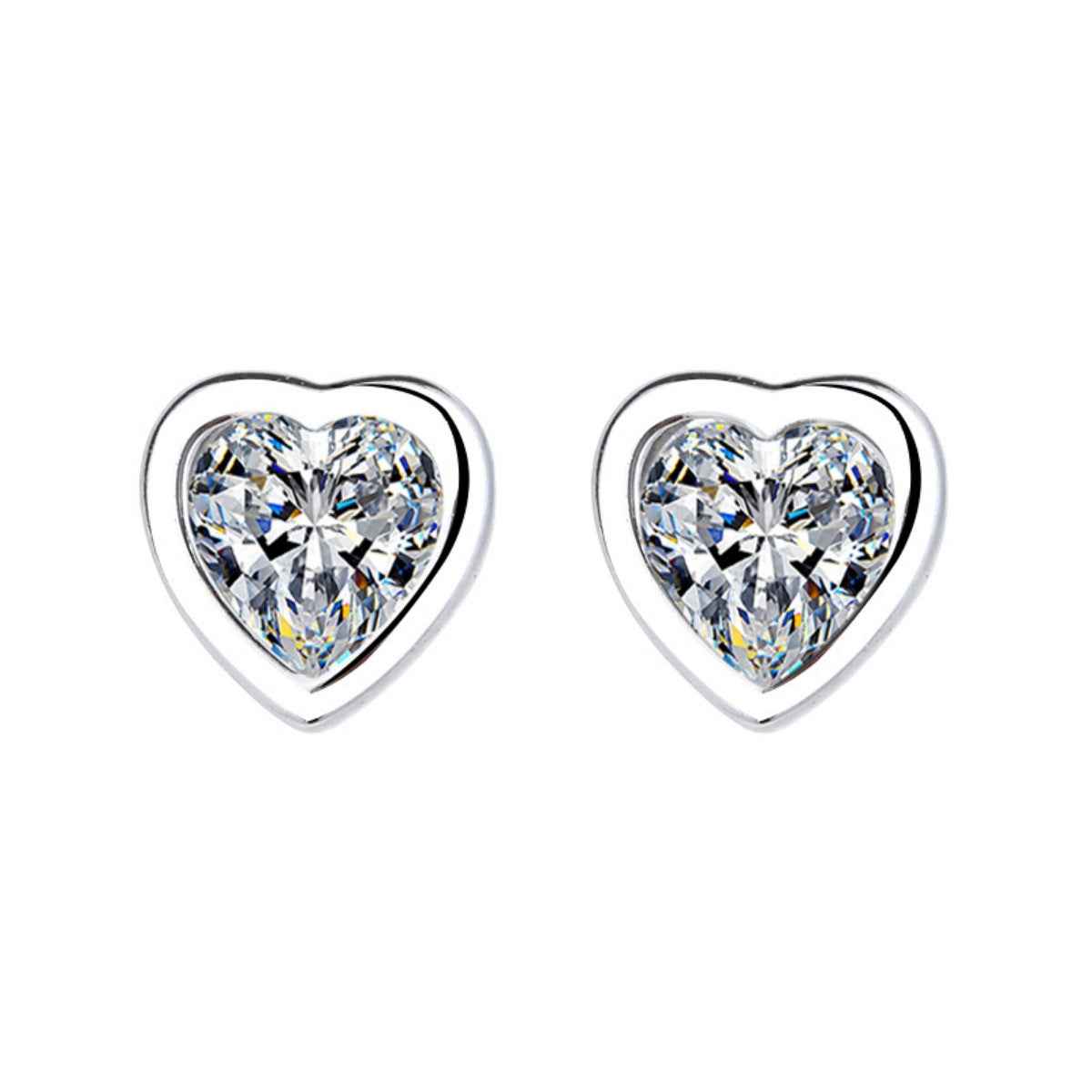 Clous d'Oreilles Amour Sacré Cœur – Argent 925 & Zircons, Écrin Inclus - Bootiky
