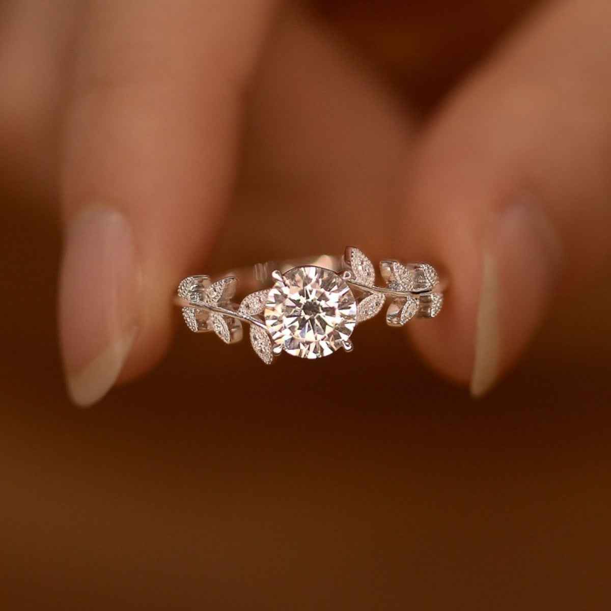Bague Feuille Moissanite 1 Carat — Argent Sterling 925 - Bootiky