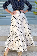 Jupe Maxi Volantée Polka Romance Fendue – Taille Haute, S à 2XL - Bootiky