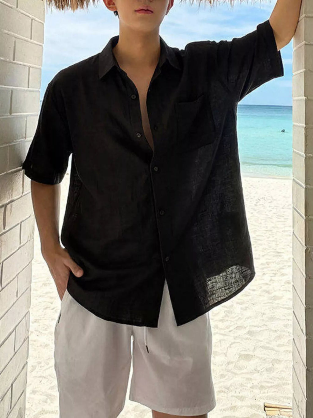 Chemise Homme Casual — Manches Courtes Boutonnée 95% Coton - Bootiky