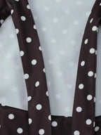 Robe Courte Retro Dolce à Pois Découpe Avant Cut-Out – Blanc, Marron, S à L - Bootiky