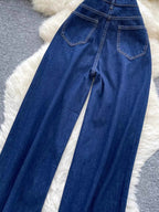 Jean taille haute wide-leg – coupe droite et fente latérale - Bootiky