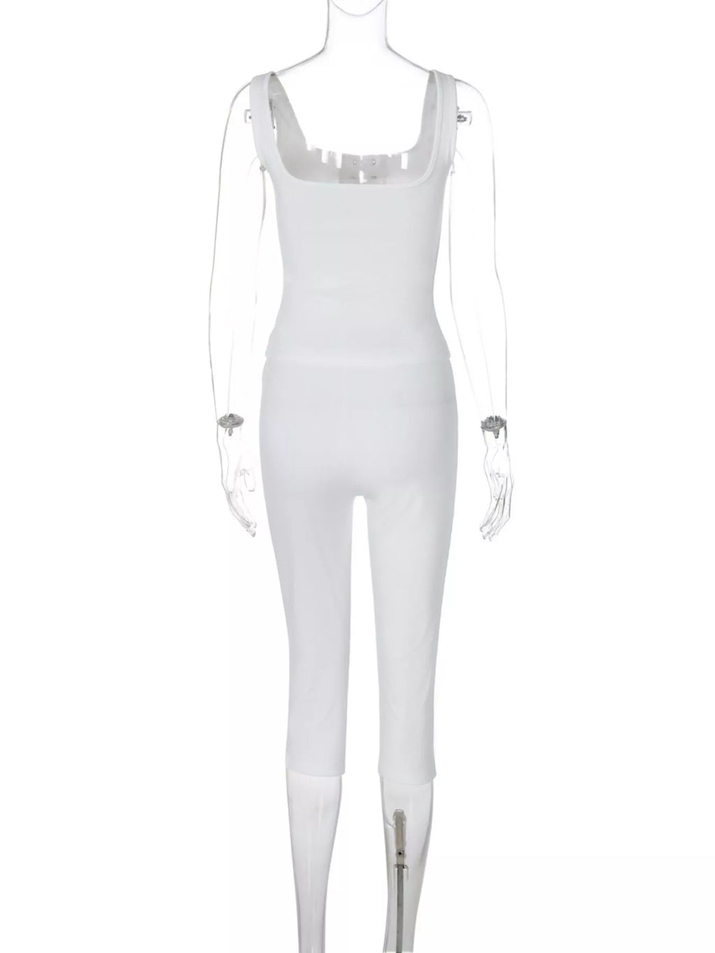 Ensemble tank top laçage & capri femme – 2 coloris White & Black - Bootiky