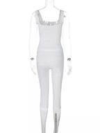 Ensemble tank top laçage & capri femme – 2 coloris White & Black - Bootiky