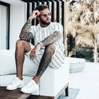Ensemble Homme Été — Haut Rayé & Short 100% Coton - Bootiky
