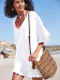 Robe de Plage à Volants & Col en V — Cache-Maillot - Bootiky