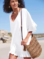 Robe de Plage à Volants & Col en V — Cache-Maillot - Bootiky