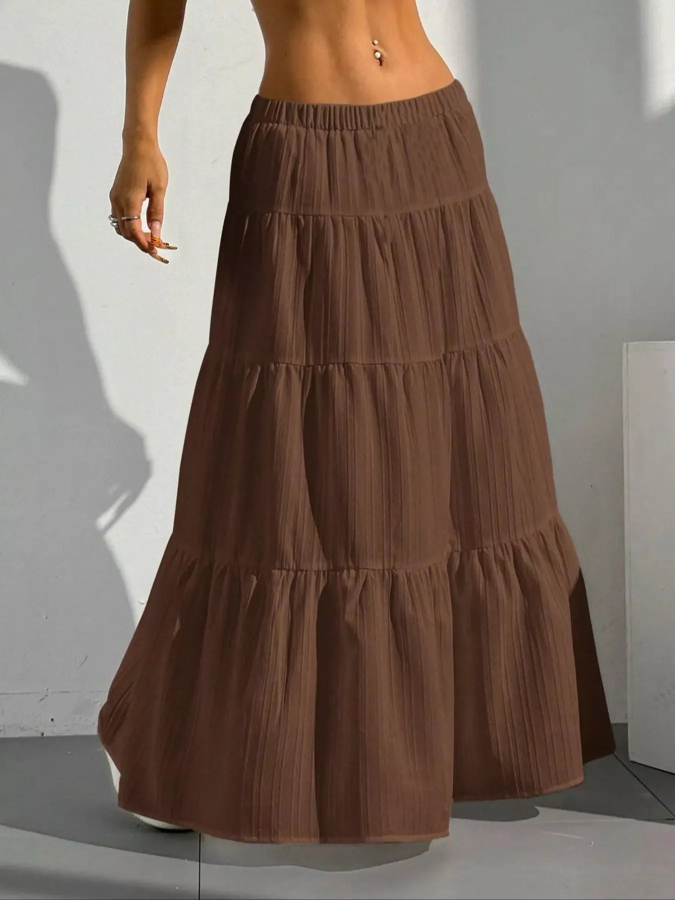 Jupe Maxi Bohème Esmée à Volants Superposés – Taille Élastique, S à XL - Bootiky