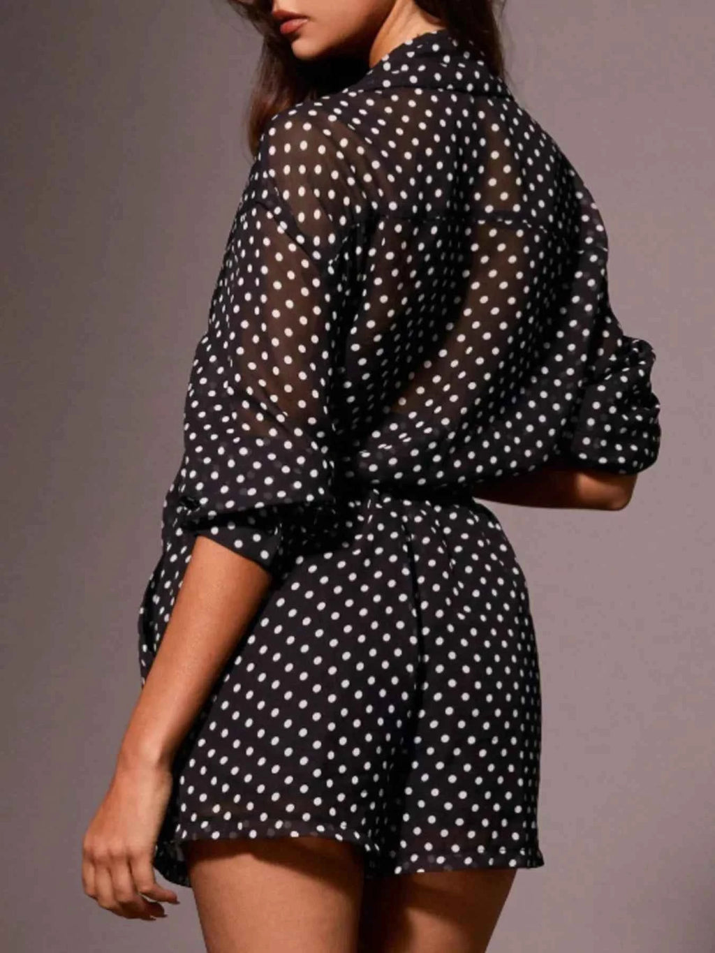Ensemble chemise boutonnée à pois & short femme – 4 coloris - Bootiky