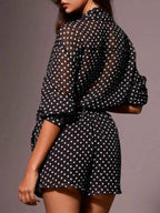 Ensemble chemise boutonnée à pois & short femme – 4 coloris - Bootiky