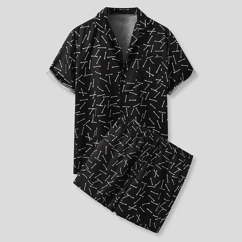 Ensemble Homme Chemise Boutonnée & Short Grandes Tailles – 100% Coton, S à 3XL - Bootiky