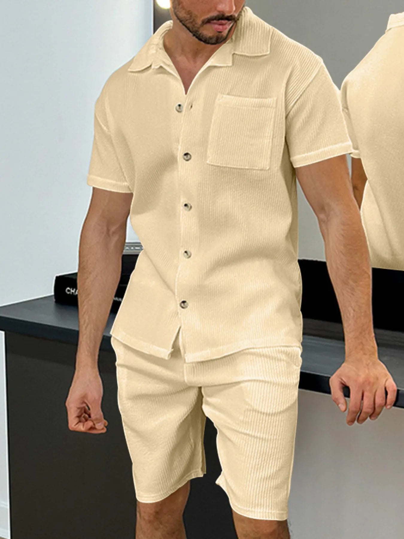 Ensemble Homme Été — Haut Boutonné & Short avec Poches - Bootiky