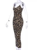 Robe Midi Bretelles Spaghetti — Imprimé Animal & Très Extensible - Bootiky