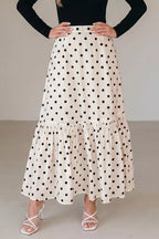 Jupe Maxi Volantée Polka Romance Fendue – Taille Haute, S à 2XL - Bootiky