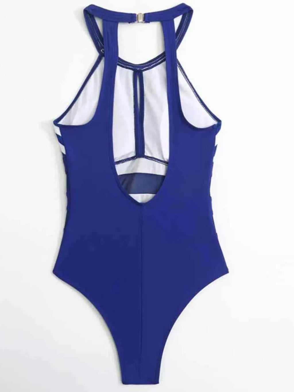 Maillot de Bain Une Pièce Rayé — Dos Nu & Détails Mesh - Bootiky