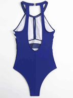 Maillot de Bain Une Pièce Rayé — Dos Nu & Détails Mesh - Bootiky