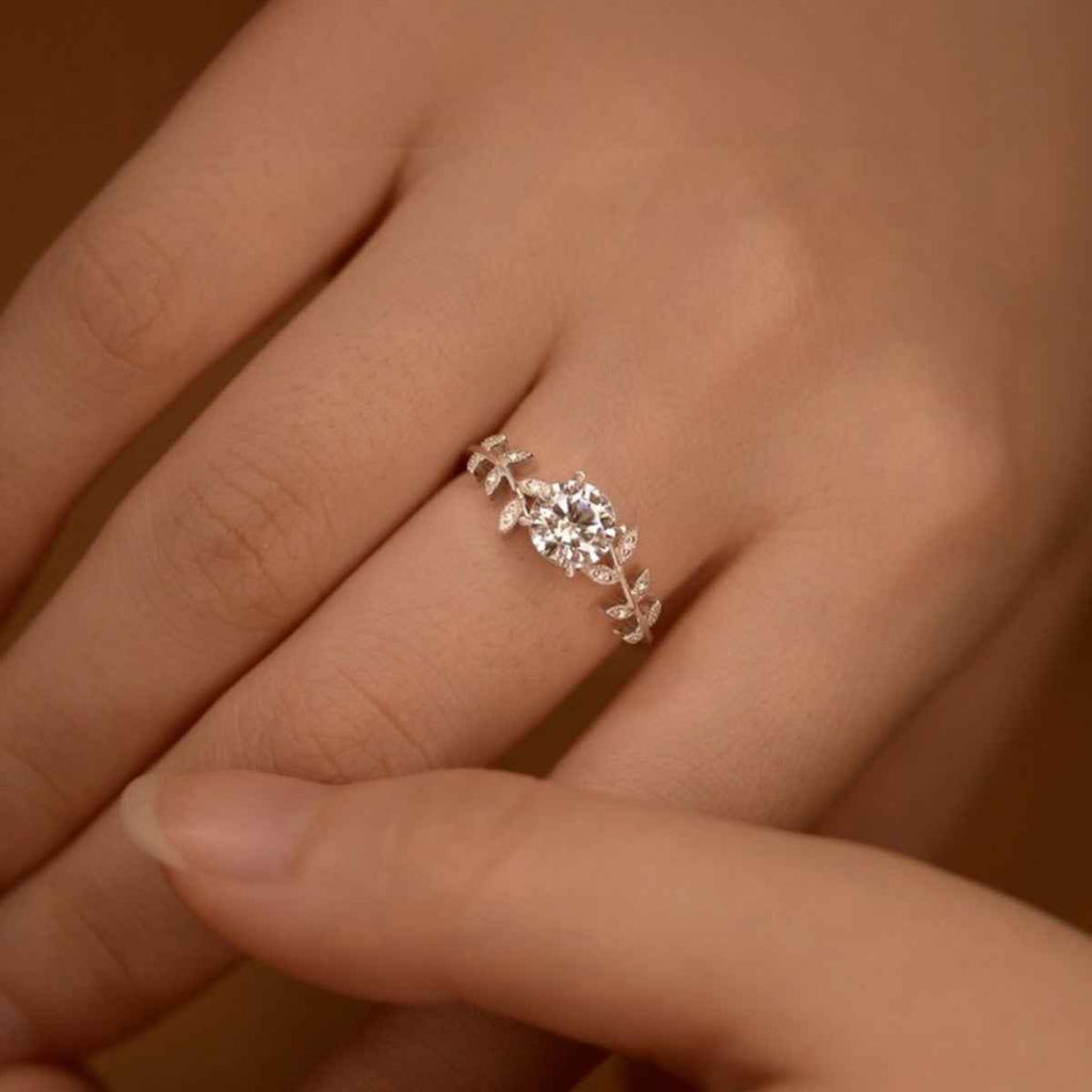 Bague Feuille Moissanite 1 Carat — Argent Sterling 925 - Bootiky