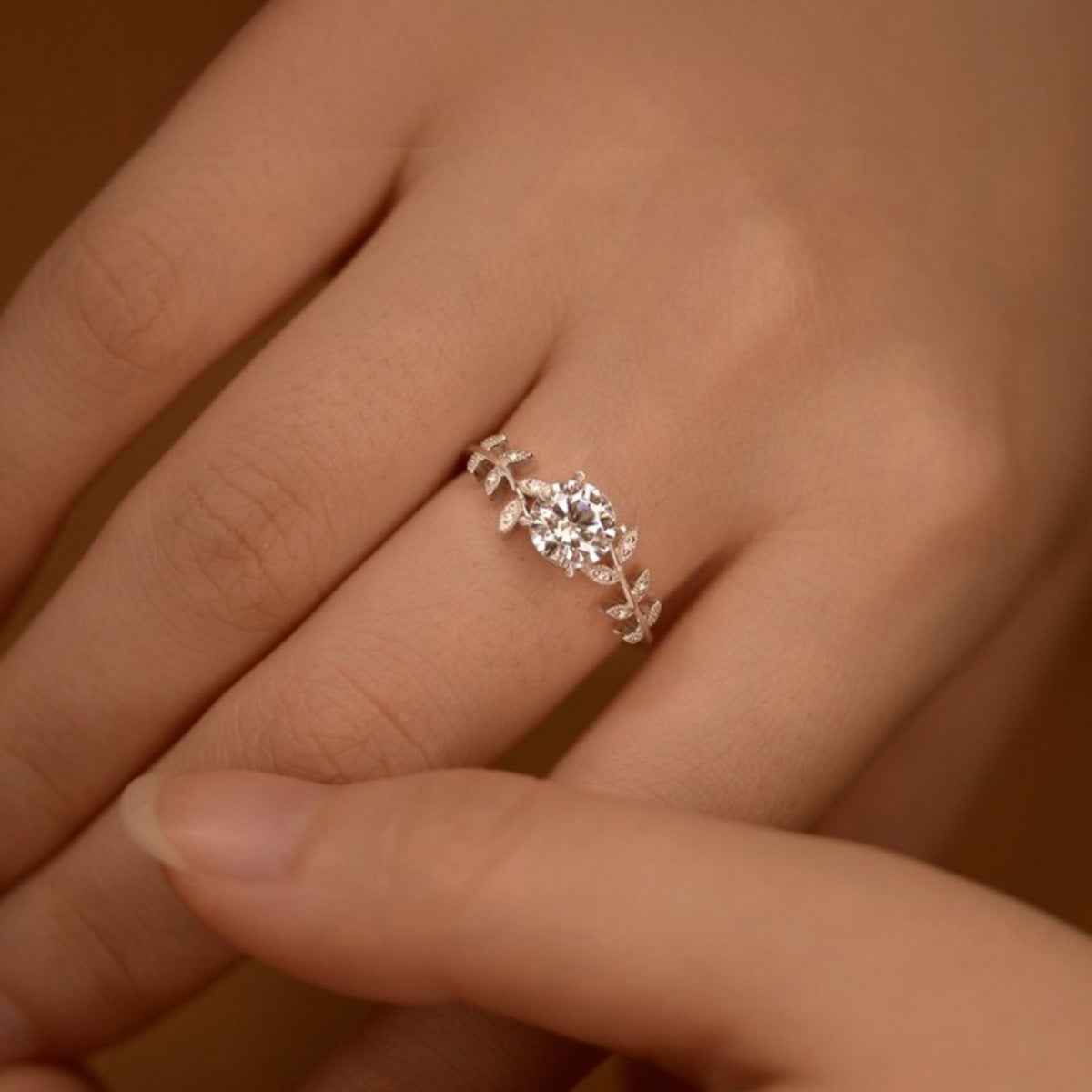 Bague Feuille Moissanite 1 Carat — Argent Sterling 925 - Bootiky