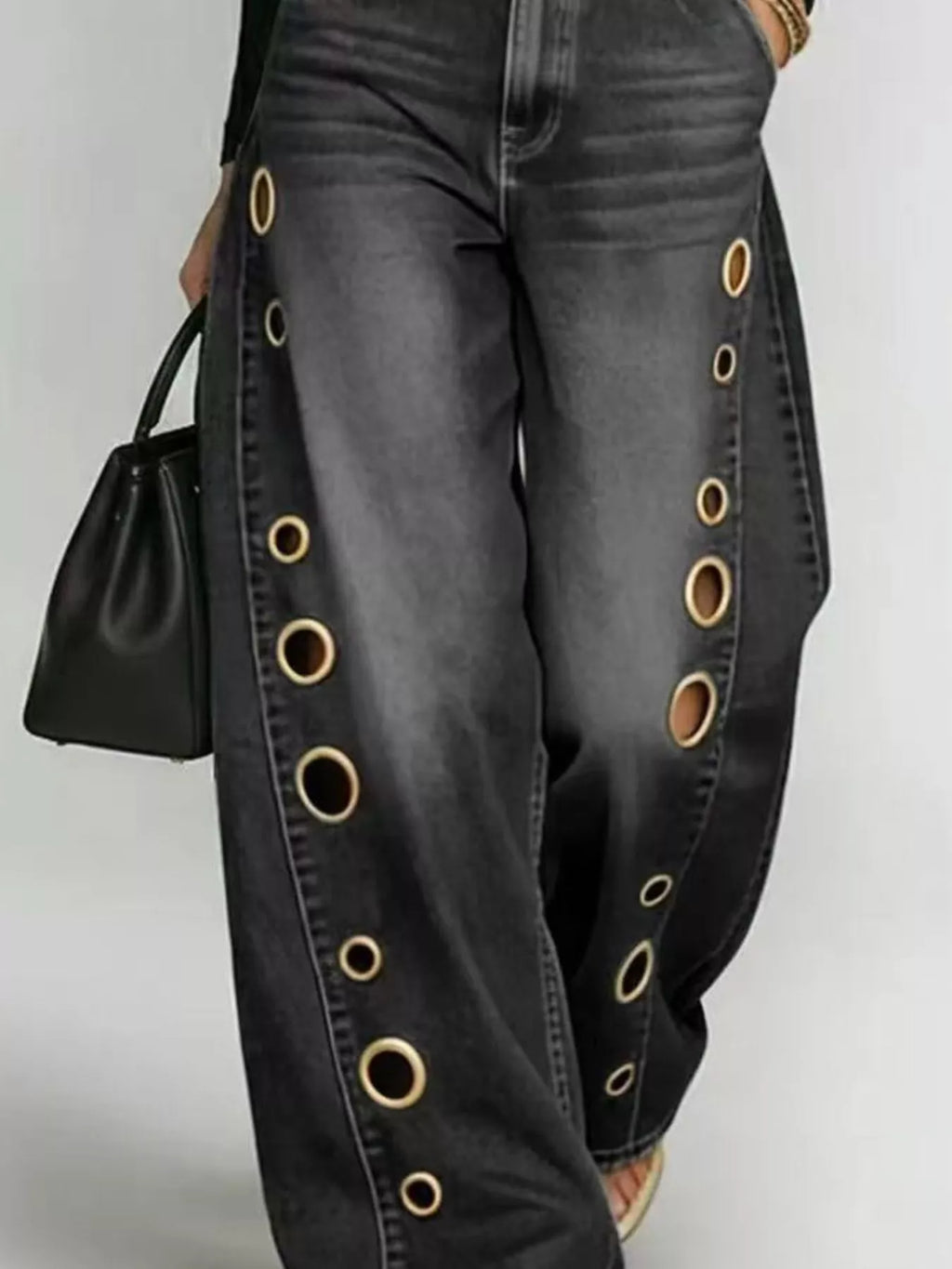 Jean Large à Détails Œillets — Coupe Wide Leg - Bootiky