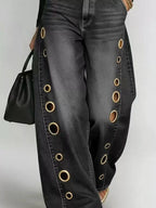 Jean Large à Détails Œillets — Coupe Wide Leg - Bootiky