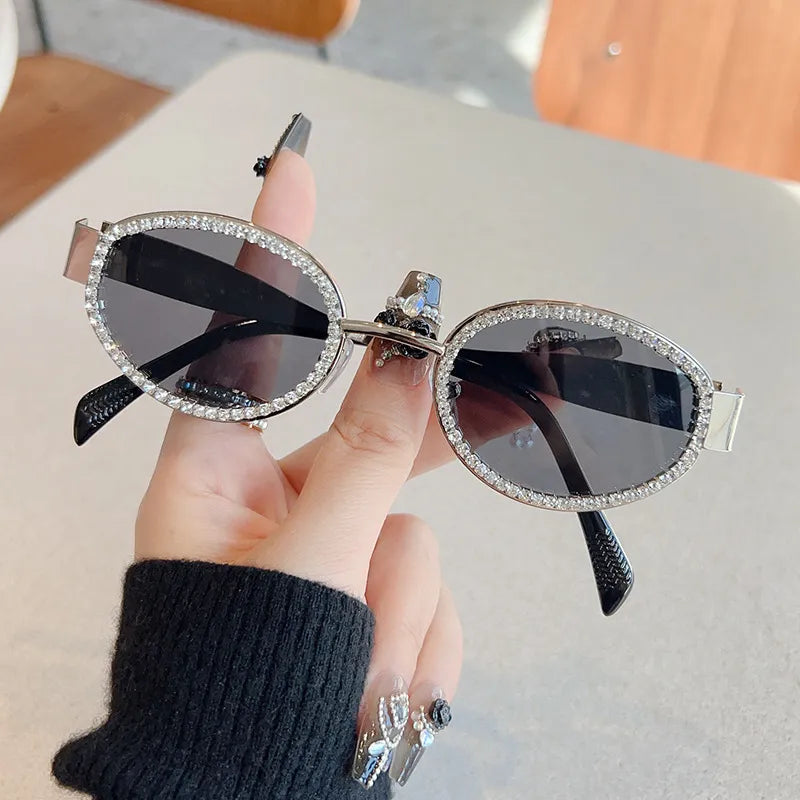 Lunettes de Soleil Ovales à Strass — Protection UV400 - Bootiky