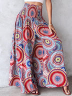 Pantalon Large Imprimé — Taille Smokée & Poches - Bootiky