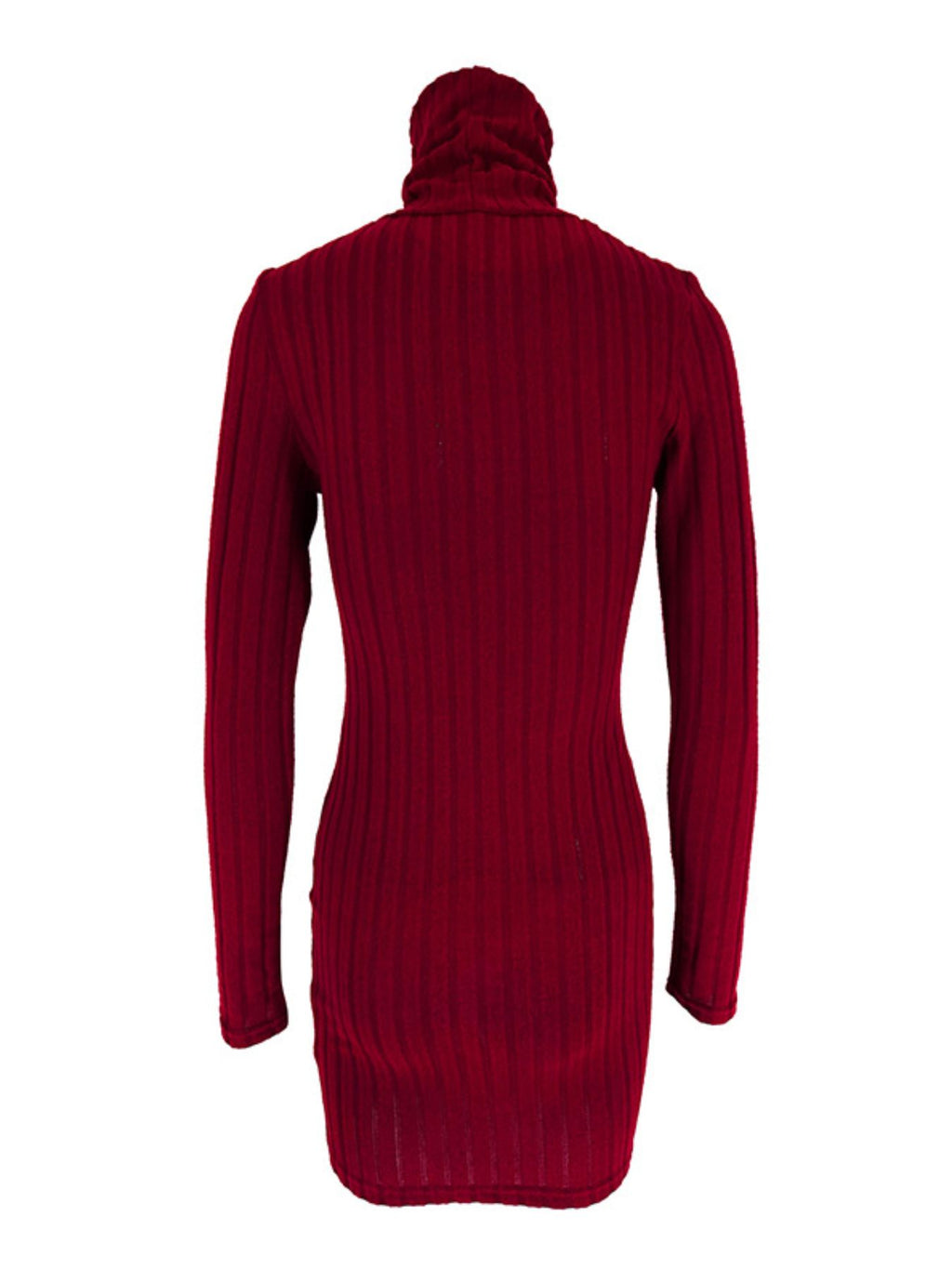 Robe Courte Moulante — Maille Côtelée Col Roulé & Manches Longues - Bootiky