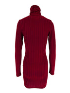 Robe Courte Moulante — Maille Côtelée Col Roulé & Manches Longues - Bootiky
