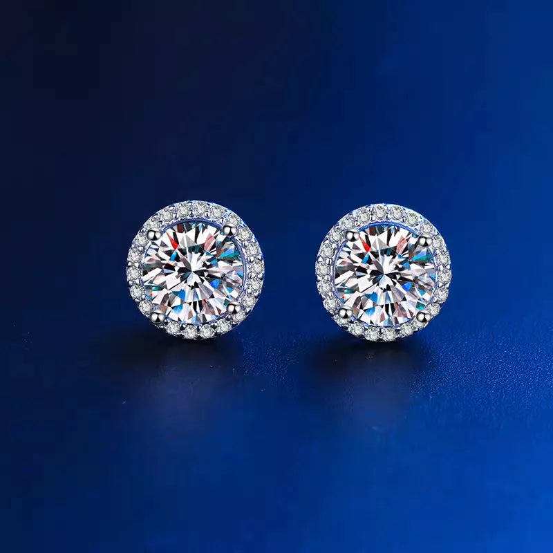 Puces d'Oreilles Moissanite 1 Carat — Argent Sterling 925 - Bootiky