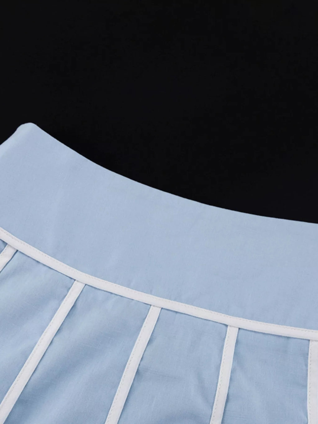 Ensemble top halter à volants liseré contrastant & jupe femme – Light Blue - Bootiky