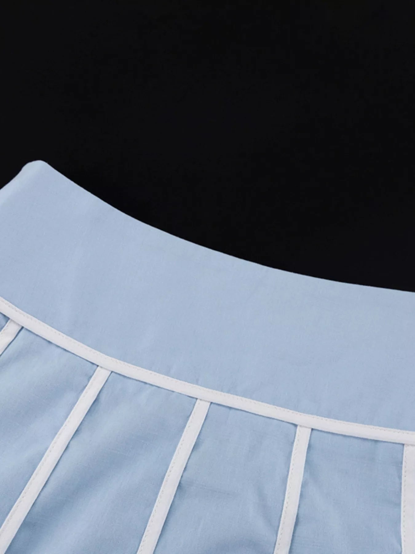 Ensemble top halter à volants liseré contrastant & jupe femme – Light Blue - Bootiky