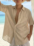 Chemise Homme Casual — Manches Courtes Boutonnée 95% Coton - Bootiky